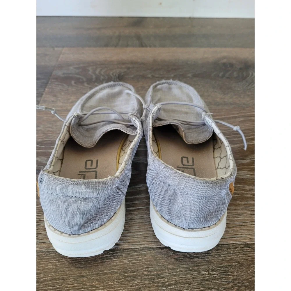 Hey Dude Wendy Youth Linen Grey Slip On Loafers Shoes Kids Size K13 #3